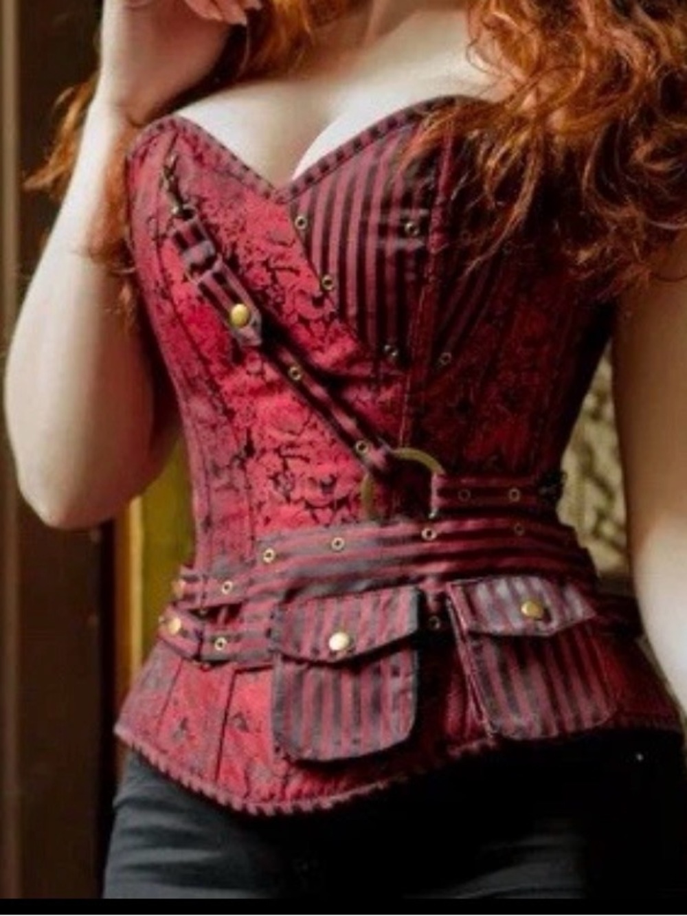 Corsetstory Red longline steampunk corsets/utility belt pouches | sz 36 - Picture 6 of 6